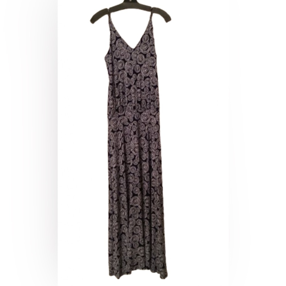 Veronica M Navy and White Patterned Maxi Dress